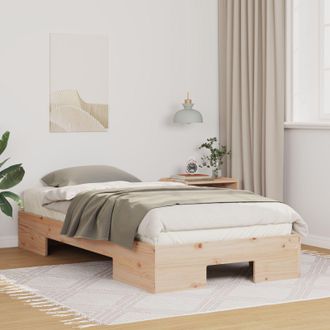 Berkfield Home Floor Bed Frame with Storage Brown 100 x 200 cm Solid pine wood