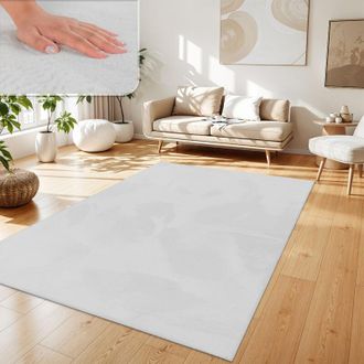 Paco Home Paco Home - Alfombra Para Sal&oacute;n En Falsa Piel Peluche Pelo Largo Suave Disponible En Varios Colores 240x340 Cm, Blanco