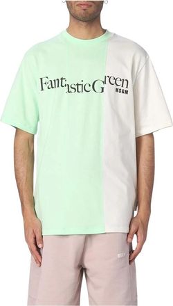 Msgm Colorblock Short Sleeve Tee - Heren - T-shirts - Veelkleurig - XL - Katoen - Tops