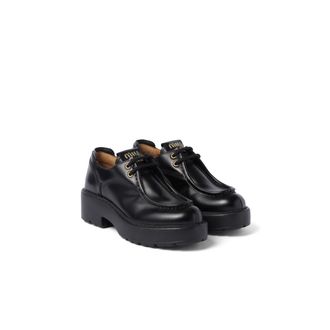Miu Miu Leather Lace-up Shoes, Woman, Black, Size 36,5