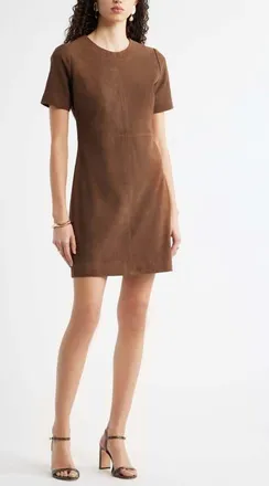 Nordstrom Sculpted Suede Minidress in Brown Drum at Nordstrom, Size Xx-Small