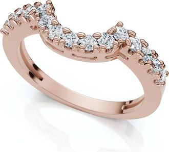 Pompeii3 1/4Ct Notched Diamond Guard Anniversary Ring 14k Gold Lab Grown