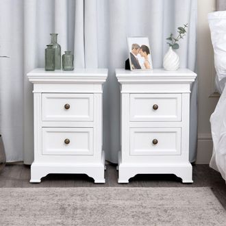 Melody Maison Pair Of White Two Drawer Bedside Tables - Daventry White Range