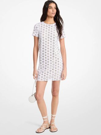 Michael Kors Mirror-Embellished Floral Laser-Cut Scuba Dress