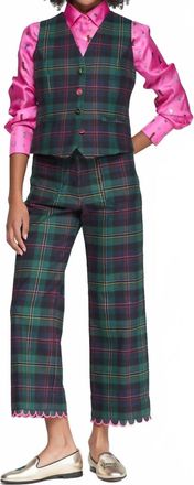 Vilagallo Striking Plaid Vest In Green