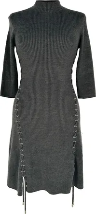 Maje Ribbed-Knit Mini Dress in Grey Wool