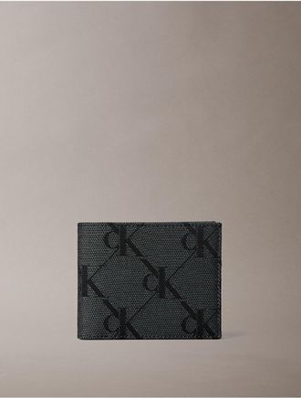 Calvin Klein Mens Monogram Jacquard Wallet - Black