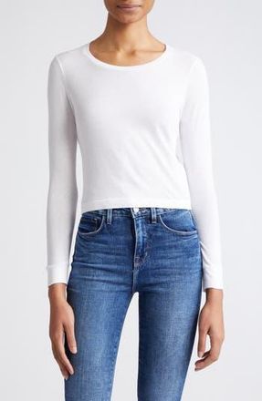 L'agence Benny Crewneck Crop T-Shirt in White at Nordstrom Rack, Size X-Small