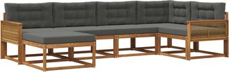 vidaXL Conjunto De Sof&aacute;s De Exterior 6 Uds. Natural Y Antracita Vidaxl