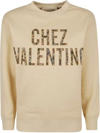 Valentino Hoodies & sweatvesten, Dames, Beige, XS, Katoen, Chez Sweatshirt