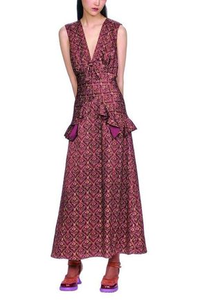 Anna Sui Wallpaper Medley Maxi Dress in Garnet at Nordstrom, Size 8