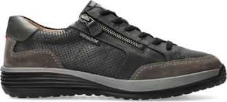 Mephisto Grijze vetersneaker voor heren - Heren - Sneakers - Grijs - 44 1/2 EU - Leer - Schoenen