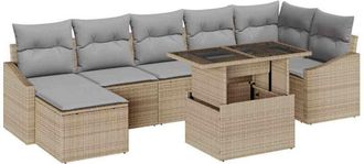 vidaXL Garden Sofa Set with Cushion 8 pcs Beige and Light Grey vidaXL