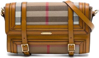 Burberry Pre-owned Burberry House Check Canvas and Leather Trimmed Bridle Crossbody Ladies CF02EQYQQKTLRJFT