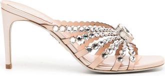 Rene Caovilla 90mm crystal-embellished leather sandals - women - Leather - 35 - Pink