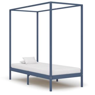 vidaXL Giroletto Baldacchino Senza Materasso 100x200 Cm Legno Grigio - Vidaxl