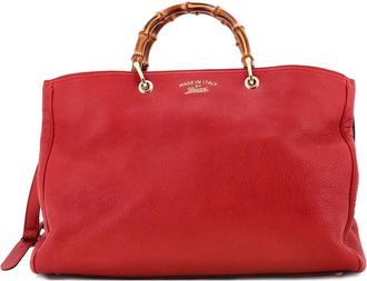 Gucci Bamboo Shopper Leather Large tote bag - Rosso