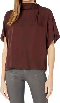 Vince Twist Neck Flutter Sleeve Blouse In Black Plum