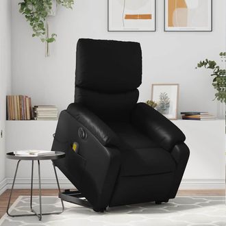 vidaXL Vidaxl - Sill&oacute;n De Masaje Elevable El&eacute;ctrico Cuero Sint&eacute;tico Negro