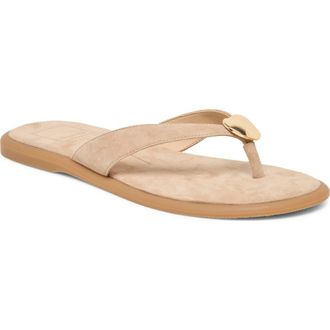 Dolce Vita Jaina Embellished Flip Flop in Camel Nubuck at Nordstrom, Size 8.5