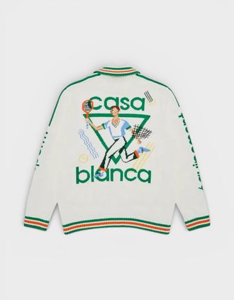 Casablanca Mens Le Jeu Intarsia Knit Jacket White - Size: 38/Regular