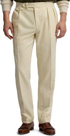 Ralph Lauren Purple Label Pleated Cream Wool Flannel Trousers at Nordstrom, Size 38