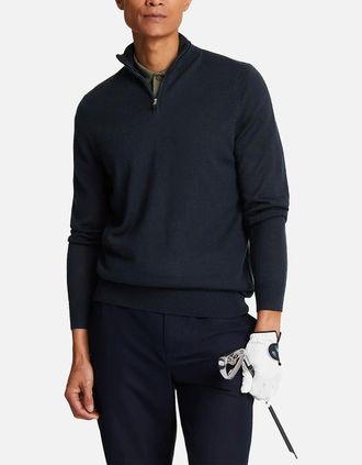 Lyle & Scott Mens Lyle & Scott Mens Sweatshirt Quarter Zip Pullover Plain Mens Jumper Casual Top - Navy - Size: 36