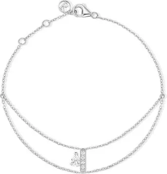 Repossi Diamond Letters Bracelet in White Gold And Blue Lacquer at Nordstrom, Size 17