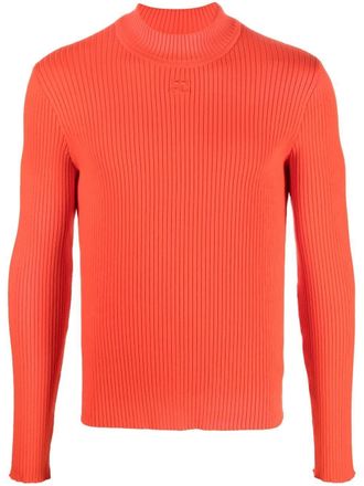 Courr&egrave;ges Maglione a coste - Rosso