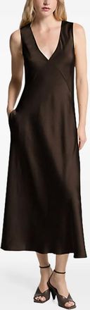 Michael Kors Midi-jurk met V-hals en zak - Bruin