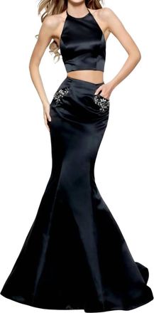Sherri Hill Satin Two-Piece Prom Dress In Black