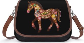Generic Colorful Gingerbread Horse Small Womens Crossbody Bags Shoulder Handbag with Adjustable Strap for Travel