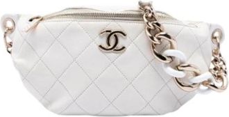 Chanel Pre-owned Quilted Belt Bag - Dames - Vintage Heuptassen - Wit - ONE Size - Vintage