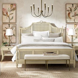 Frontgate Beauvier Bedroom Set in French Linen - Queen, Bed, Two Nightstands and Four-Drawer Chest - Frontgate