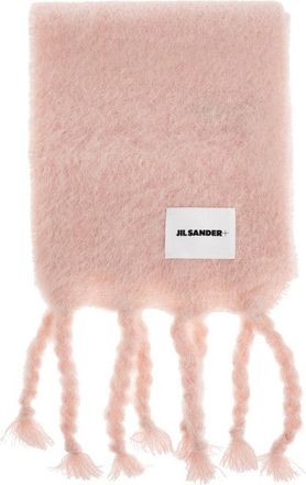Jil Sander Rectangular Pink Mohair And Wool Scarf