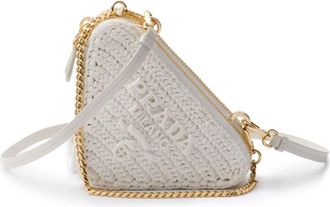 Prada Woven fabric mini-pouch - women - Leather/Fabric/Nylon - OS - White