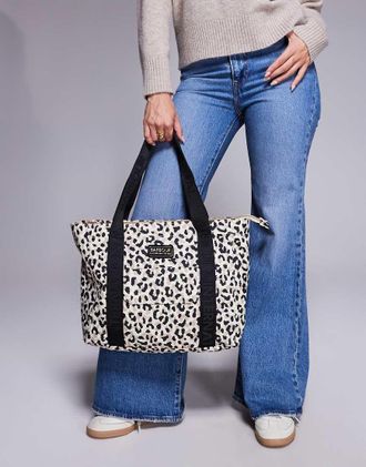 Barbour Boulevard - Borsa shopping leopardata-Bianco