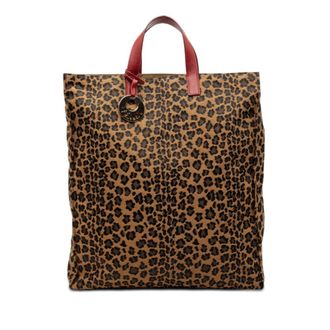 Fendi Brown Red Color Canvas Leather Handbag Tote Bag (Pre-Owned)