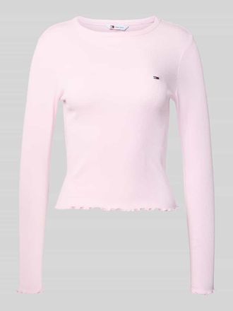 Tommy Jeans Slim Fit Langarmshirt aus Baumwoll-Mix in Rosa, Gr&ouml;&szlig;e XS