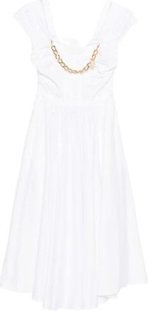 Elisabetta Franchi Stretch Katoenen Jurk met Juwelenketting - Dames - Casual kleedjes - Wit - M - Katoen - Kleedjes