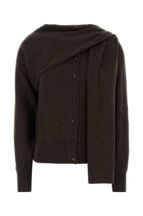 Ferragamo Womens Brown Cashmere Cardigan - Dark Brown - Size X-Small