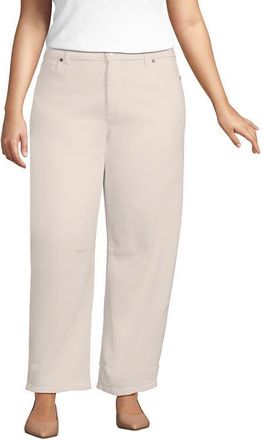 Lands End Plus Size Soft Denim Mid Rise Relaxed Barrel Ankle Jeans in Natural at Nordstrom, Size 24W