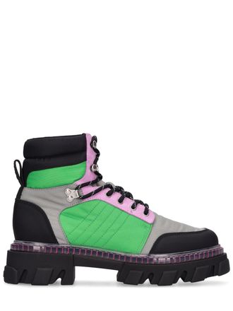 Ganni 50mm Recycled Fabric Hiking Boots