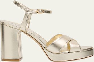 Stuart Weitzman Dayna Metallic Crisscross Platform Sandals