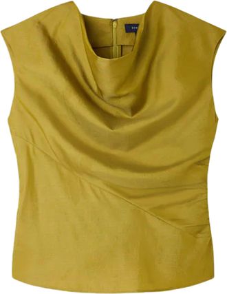 SOEUR Structured Sleeveless Top with Draped Neckline