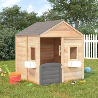vidaXL Vidaxl - Casa De Juegos Con Puerta Con Cierre Y Macetas Madera Abeto