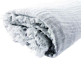 SIA Déco Manta de lino gris perla y blanco 170x130