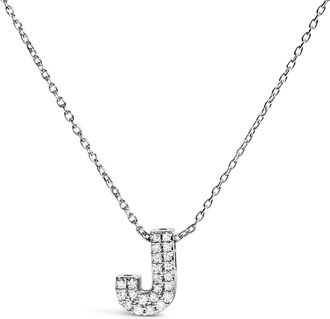 House of Brilliance 10K Gold Diamond Accent A-Z Initial Bubble Pendant Necklace