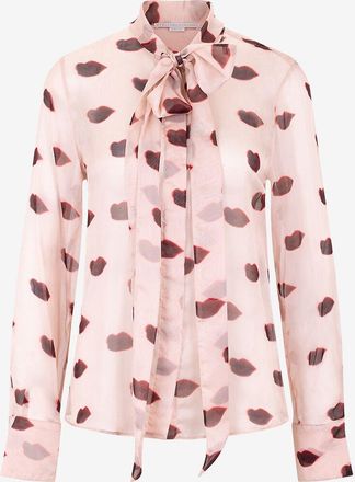 Stella McCartney Seidenmusselin-Bluse mit Schluppe Lips