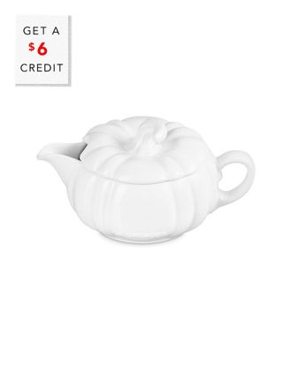 LE CREUSET Pumpkin Gravy Boat With Lid With $6 Credit